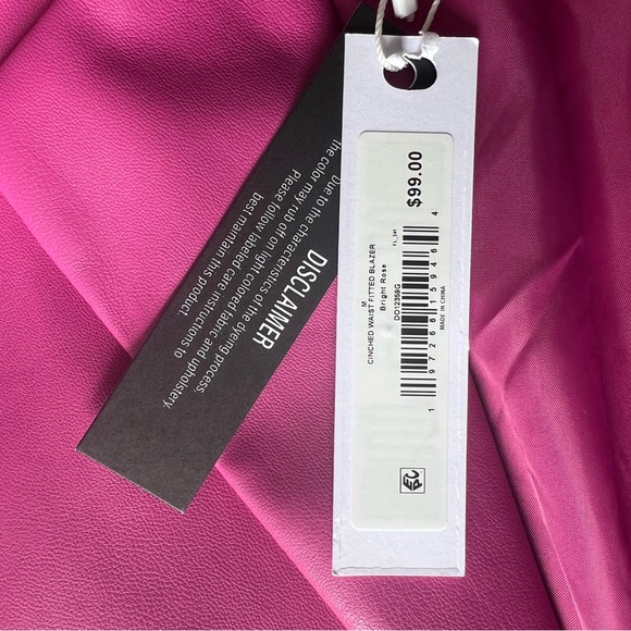 Steve Madden Faux Leather Double Button Blazer | Pink/Fuchsia | Size: M | Woman - Picture 7 of 8